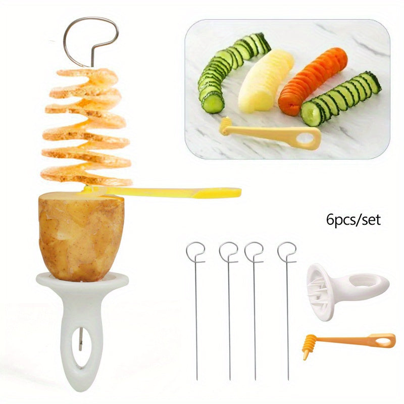 6Piece Stainless Steel Spiral Potato Slicer Set