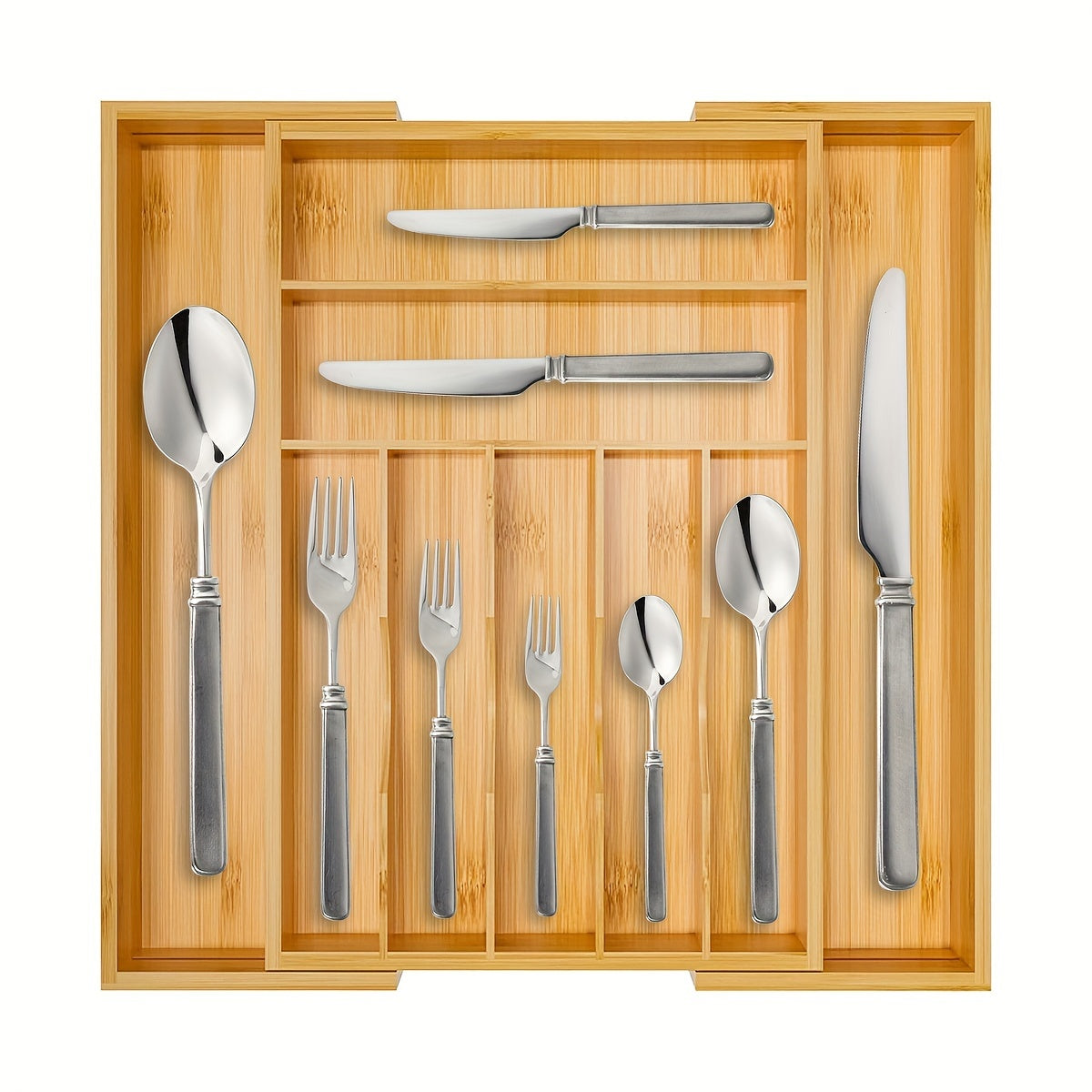 Bamboo Silverware Organizer - Expandable Kitchen Drawer and Cutlery