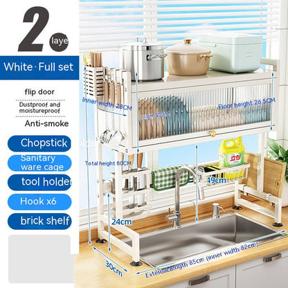 Kitchen Sink Storage Stand Surface Washed Bowl And Chopstick Rack