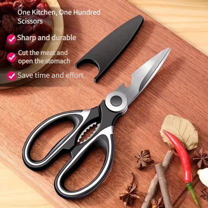 Multifunctional Stainless Steel Kitchen Scissors with Nut  Bottle