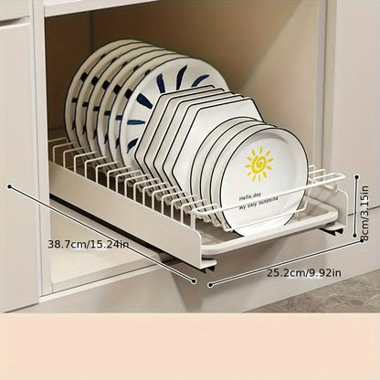 Space-Saving Stainless Steel Dish Rack - Pull-Out Kitchen Organizer