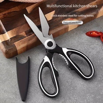 Multifunctional Stainless Steel Kitchen Scissors with Nut  Bottle