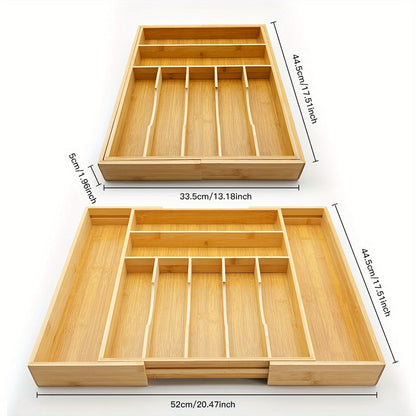 Bamboo Silverware Organizer - Expandable Kitchen Drawer and Cutlery