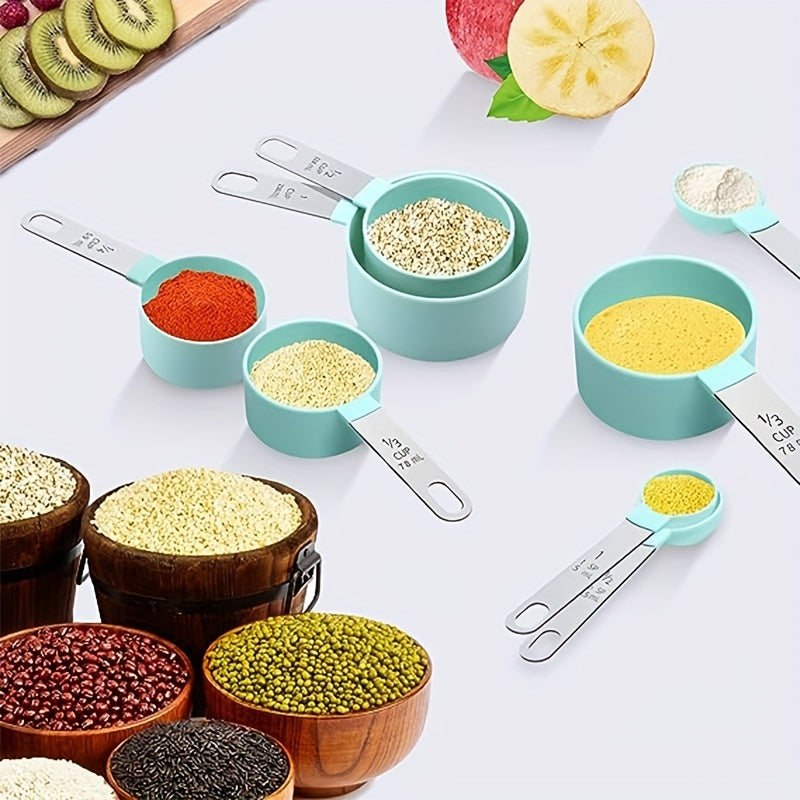 8Piece Multifunctional Measuring Cup  Spoon Set with Stainless Handles