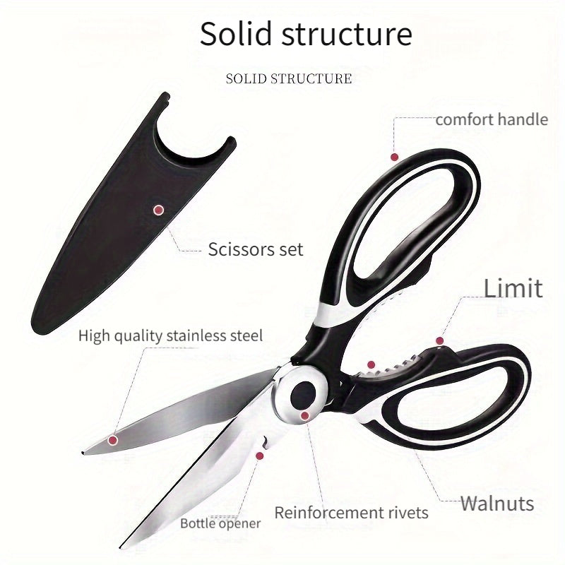 Multifunctional Stainless Steel Kitchen Scissors with Nut  Bottle