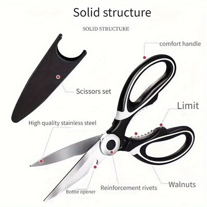 Multifunctional Stainless Steel Kitchen Scissors with Nut  Bottle