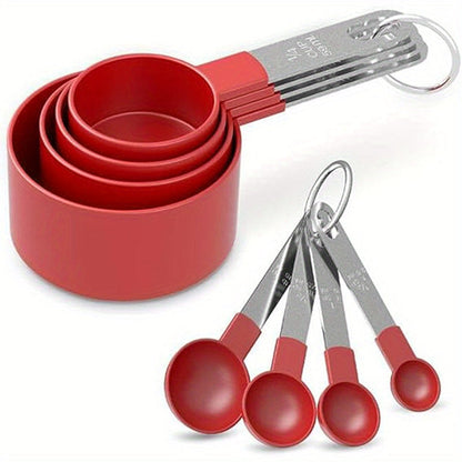 8Piece Multifunctional Measuring Cup  Spoon Set with Stainless Handles