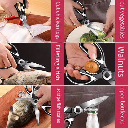 Multifunctional Stainless Steel Kitchen Scissors with Nut  Bottle