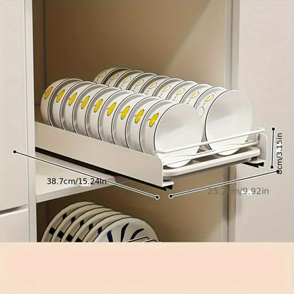 Space-Saving Stainless Steel Dish Rack - Pull-Out Kitchen Organizer