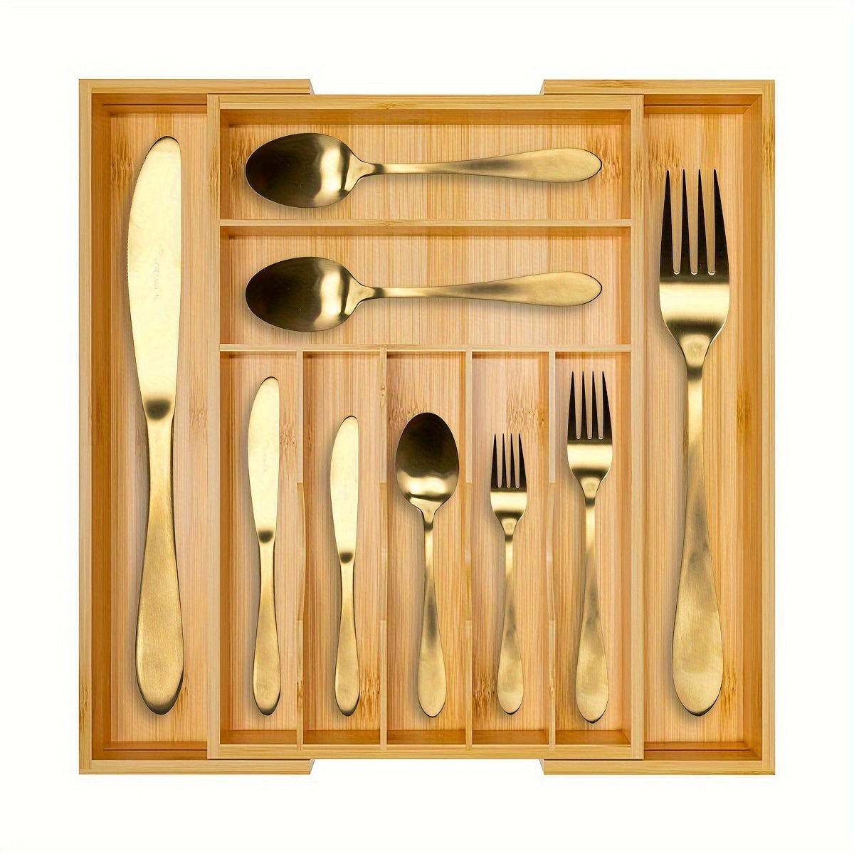 Bamboo Silverware Organizer - Expandable Kitchen Drawer and Cutlery