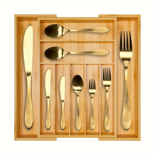 Bamboo Silverware Organizer - Expandable Kitchen Drawer and Cutlery