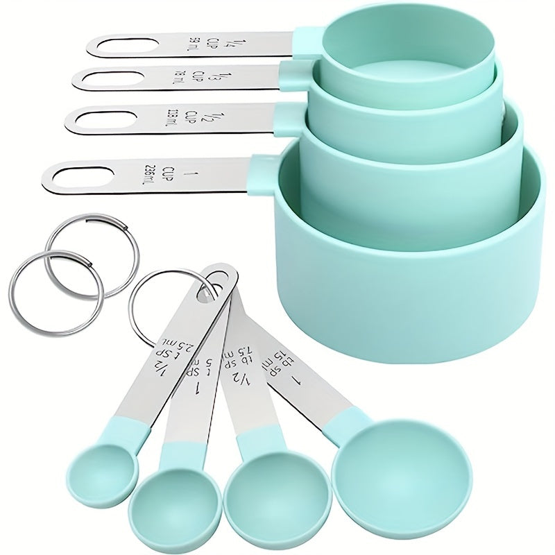 8Piece Multifunctional Measuring Cup  Spoon Set with Stainless Handles