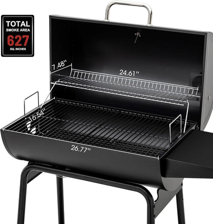 CC1830 30 Inch Barrel Charcoal Grill with Side Table, Outdoor BBQ