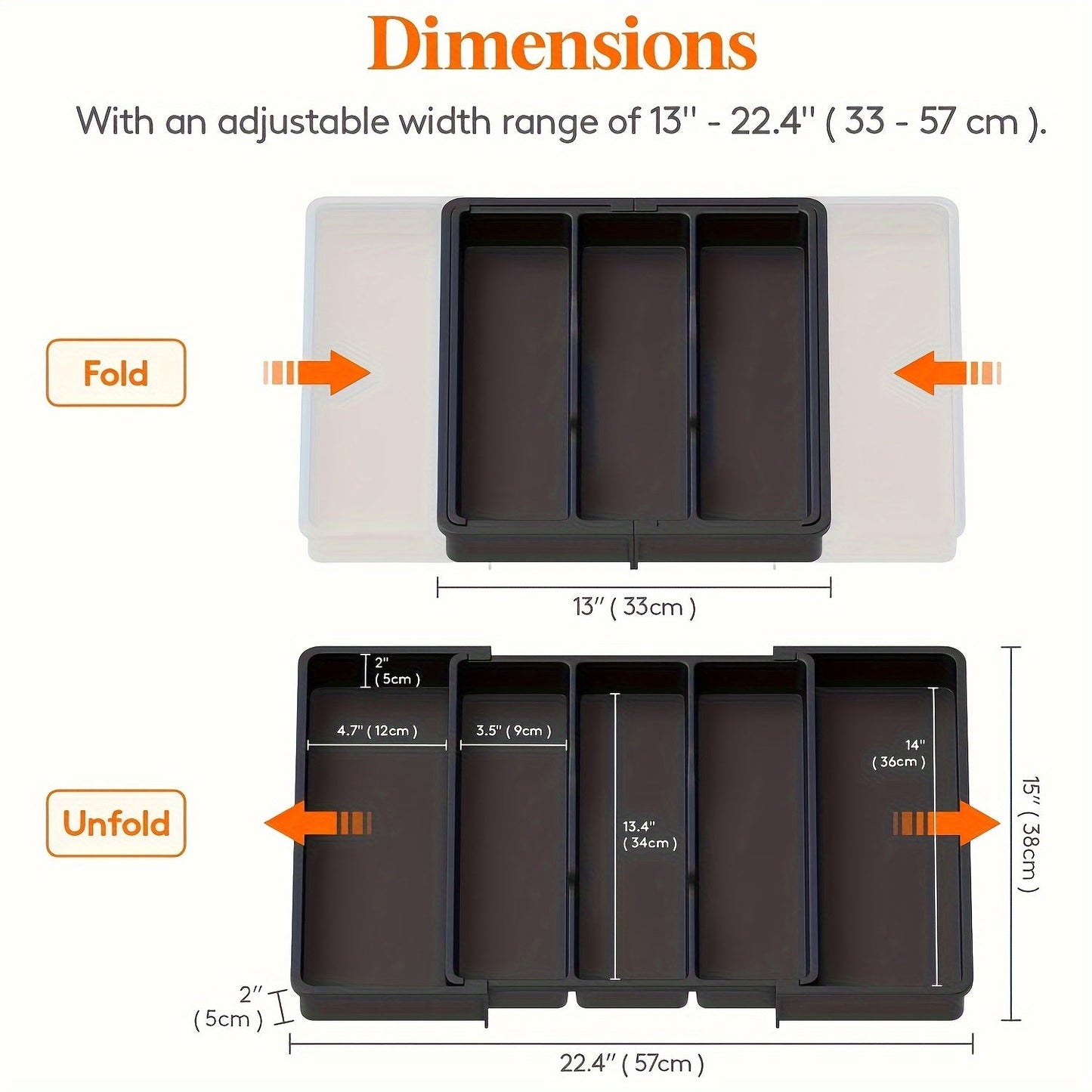 5-Compartment Expandable Utensil Organizer - Plastic, Foldable Kitchen