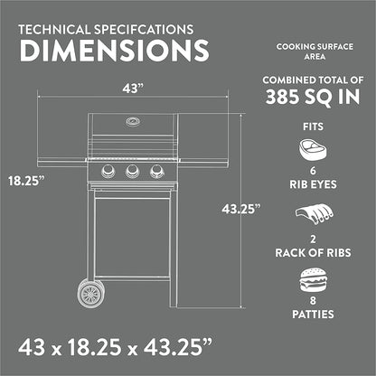 GP-1030S One 3 Burner Stainless Steel– Outdoor Cabinet Style with