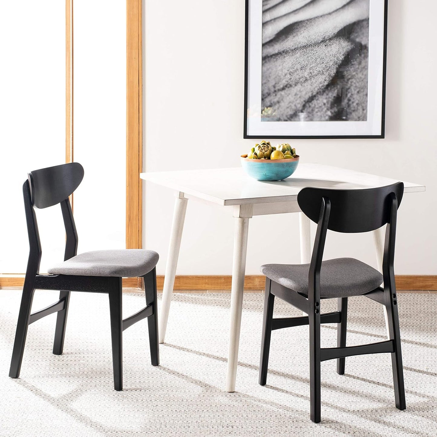 Home Lucca Retro Black and Grey Cushion Dining Chair, Set of 2